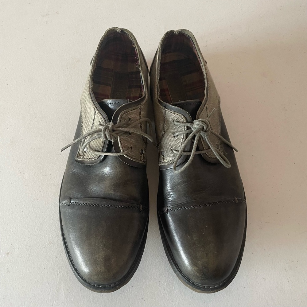 BED|STU Bed Stu Repeal Grey Leather & Canvas Greenland Oxford Size 10